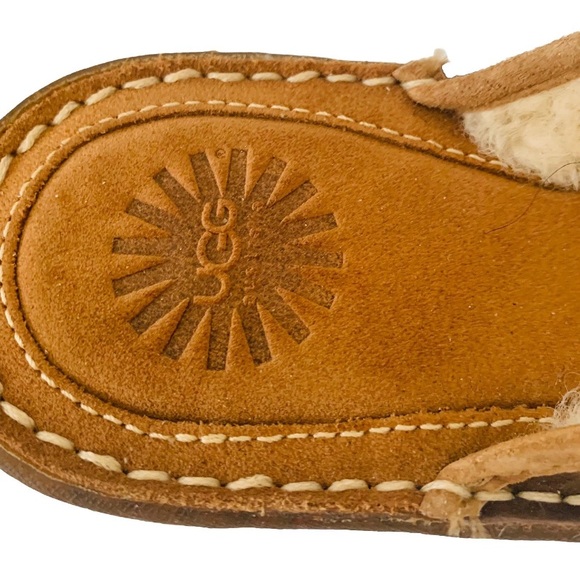 UGG Brown Suede Sandals 
Shearling Lined Women Size 8 Granolacore Cabincore - Picture 7 of 9
